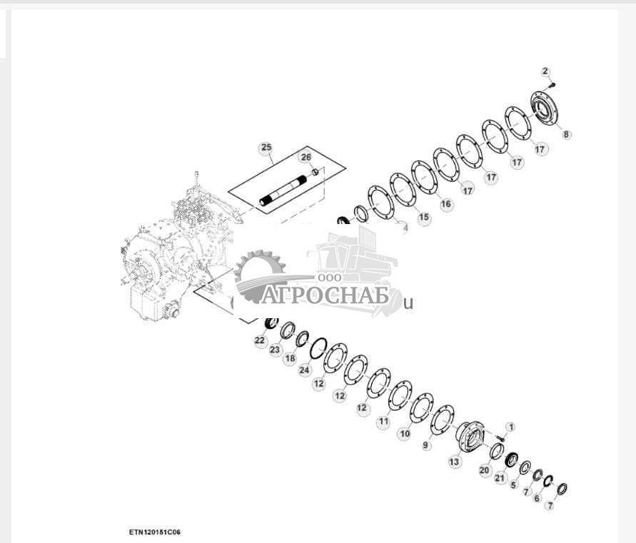 Дифференциал картера коробки передач двигателя, двигатели Tier 2 объемом 6,8 L (1 из 4) 